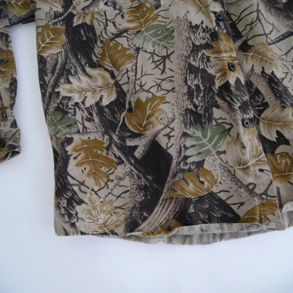 Vintage Master Sportsman Tan Brown & Camo Hunting Print 100%  Thick Cotton Shirt - Picture 8 of 12